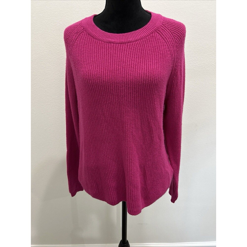 T Tahari Womens Xl/TG Pink Ribbed Sweater Crew Neck Long Sleeves Pullover